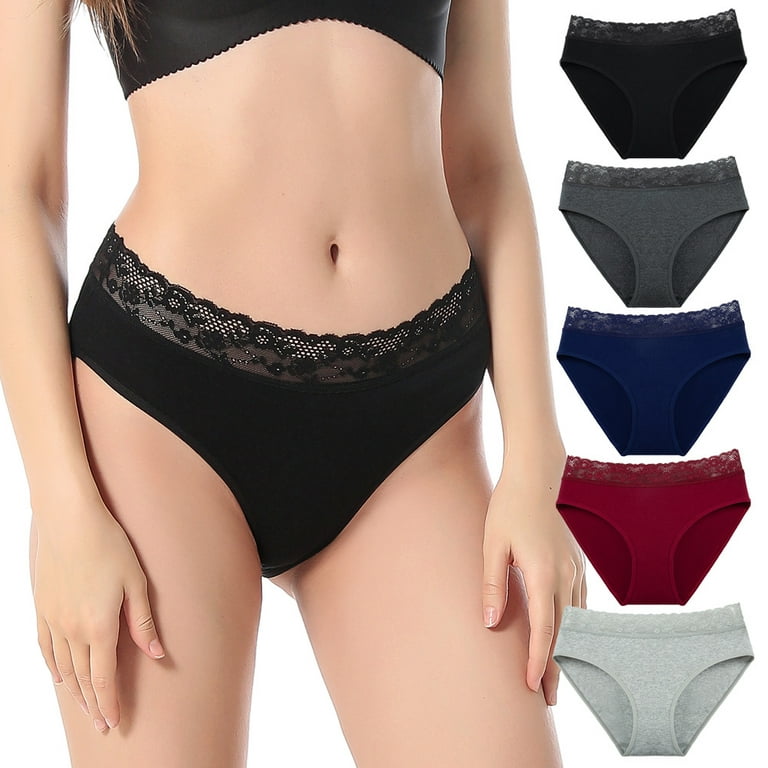 3 Pack Cotton Panties for Women Bikini Underwear Underpants Lace Briefs 