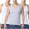 thumbnail image 1 of 3 Pack Cotton Tank Tops for Men Crew Neck Sleeveless Basic Cami Shirt Soft Stretchy Lounge Undershirts for Gym Workout, 1 of 3