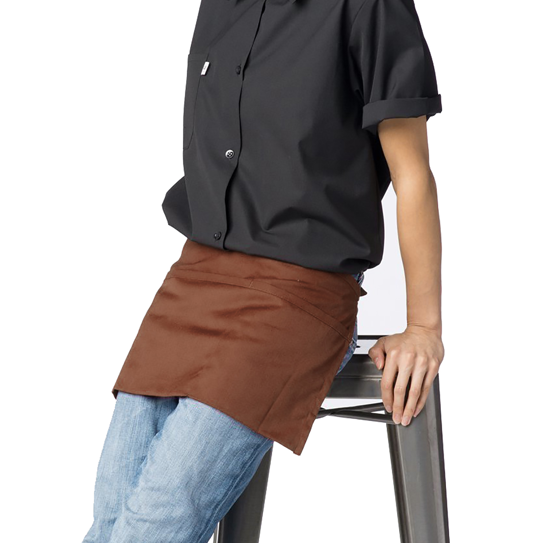 3 Pack Cotton Waist Apron with 3 Pockets Kitchen Restaurant Bistro Craft Garden Half Short Aprons for Men, Women, Chef, Baker, Servers, Waitress, Waiter, Craftsmen Work Apron Uniform, Brown