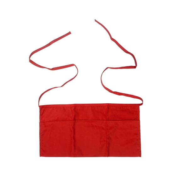 3 Pack Cotton Waist Apron with 3 Pockets Kitchen Restaurant Bistro Craft Garden Half Short Aprons for Men, Women, Chef, Baker, Servers, Waitress, Waiter, Craftsmen Work Apron Uniform, Red