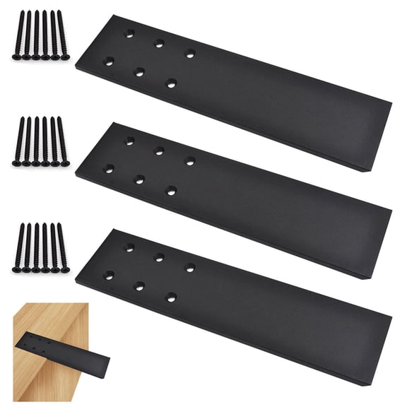 (3 Pack) Countertop Support Bracket, Heavy Duty Knee Wall Hidden Granite Countertop Support Floating Shelf Bracket, for Countertop Top Mounting Bracket Hardware, 16 Inch, Black