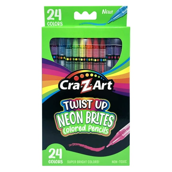 ( 3 Pack ) Cra-Z-Art Neon Twist up Colored Pencils, 24 Count Multicolor, Beginner, Child to Adult