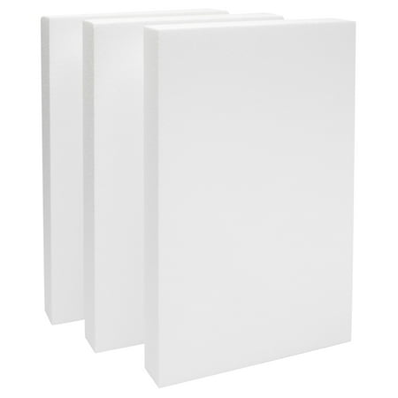 Rectangular Foam Blocks - Easy-to-Carve Sculpting Foam - Diorama Base Rectangles for Model Displays - Versatile Craft Pack for DIY Craft - Pack of 3, 17 x 11 x 2 in, White