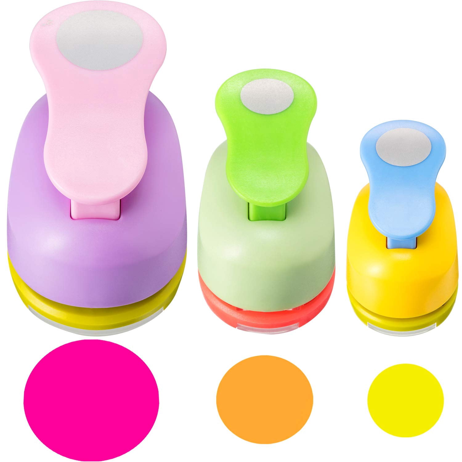 3 Pack Craft Paper Punch Circle 2, 1 and 5/8 Inch Punch Paper Punchers ...