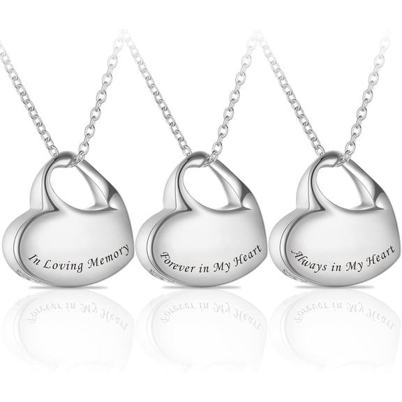 3 Pack Cremation Jewelry for Ashes Heart Urn Necklaces for Ashes, Urn Locket for Ashes Memorial Urn Jewelry Waterproof Keepsake Pendant with Funnel Kit & Bag