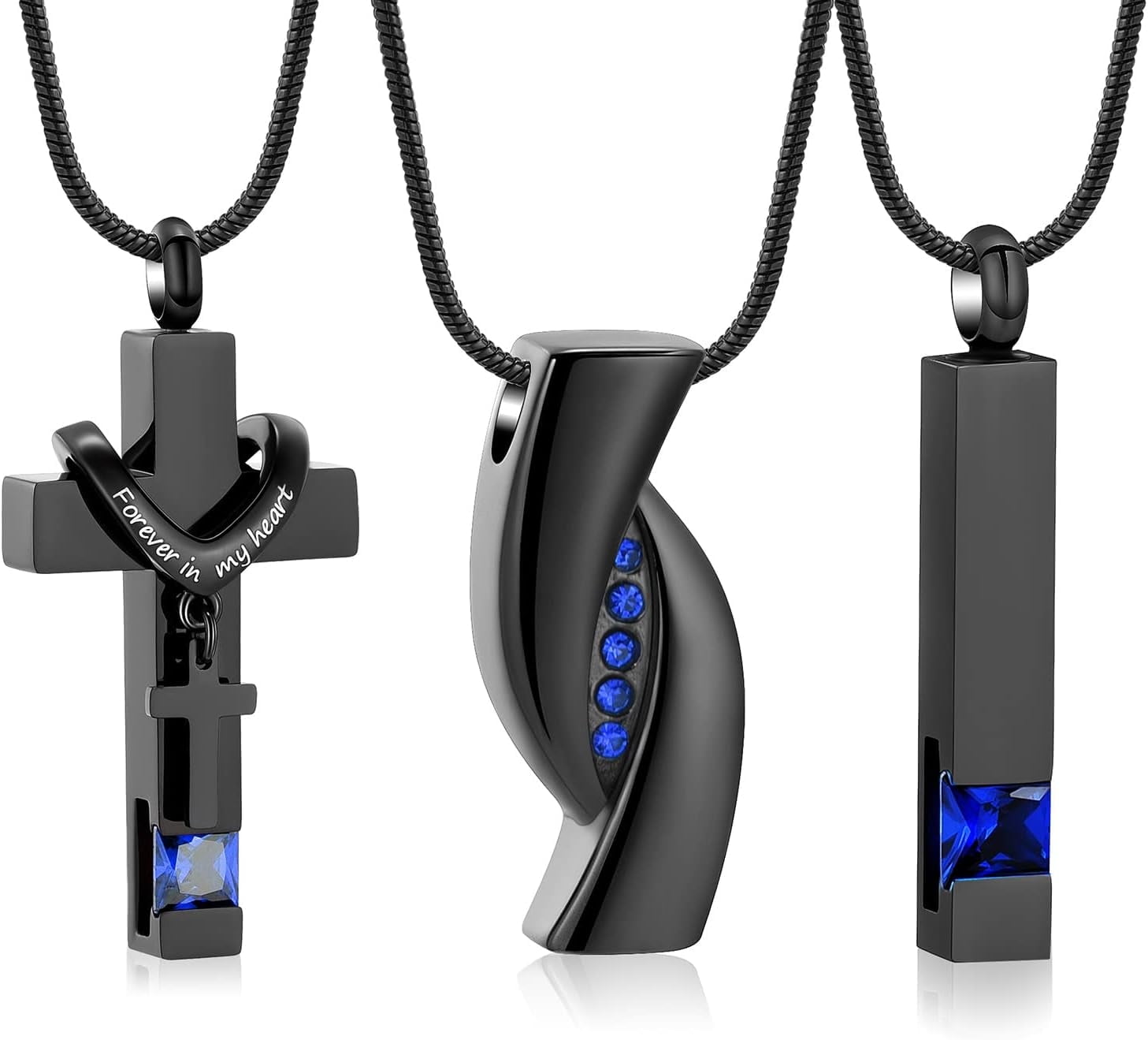 3 Pack Cremation Jewelry Urn Necklace for Ashes for Women Men, Cross Infinity Bar Urn Pendants for Human Ashes Adult Memorial Lockets Ash Jewelry