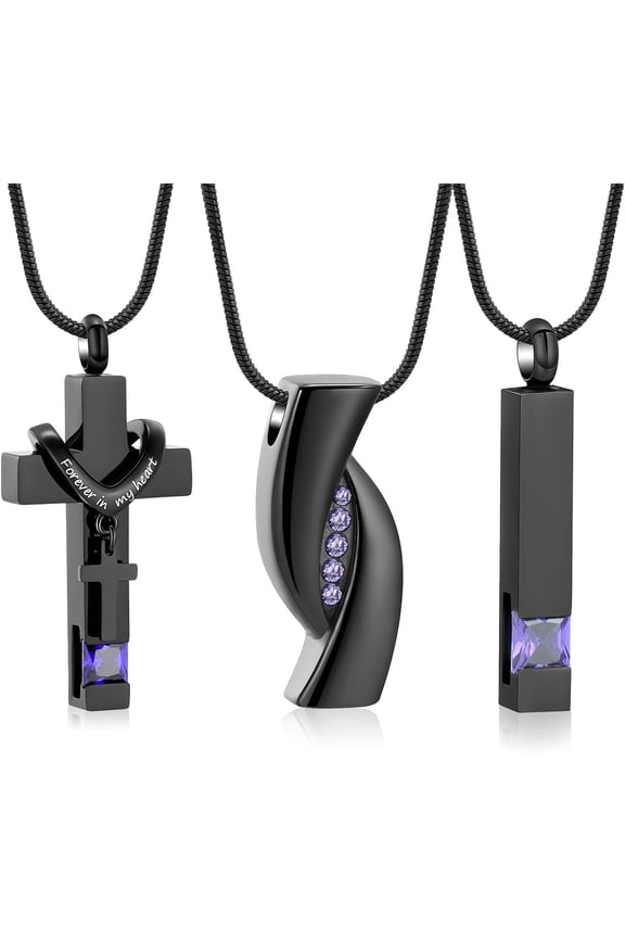 3 Pack Cremation Jewelry Urn Necklace for Ashes for Women Men, Cross Infinity Bar Urn Pendants for Human Ashes Adult Memorial Lockets Ash Jewelry