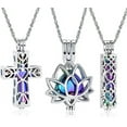 thumbnail image 1 of 3 Pack Cremation Urn Necklace for Ashes for Women Men Heart Lotus Cross Cylinder Cremation Jewelry for Ashes Loved One Memorial Keepsake Pendant for Loved Ones, 1 of 6