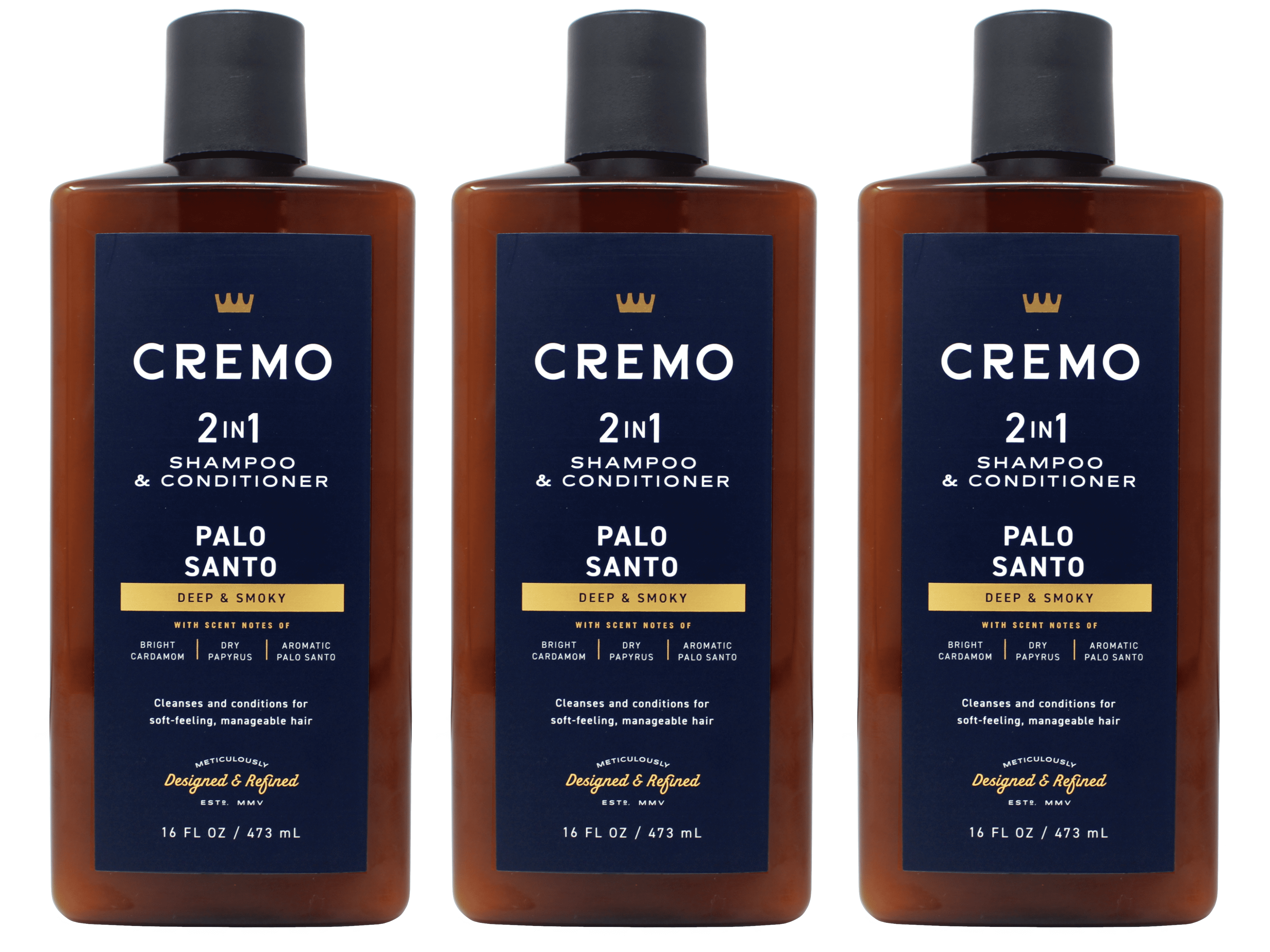 3 Pack - Cremo Palo Santo Barber Grade 2-n-1 Shampoo & Conditioner, 16