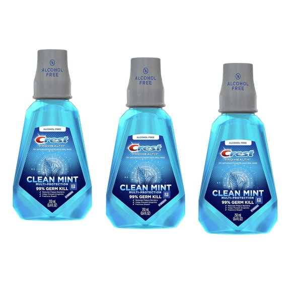 3 Pack - Crest Pro-Health Oral Rinse Refreshing Clean Mint 250 mL Each