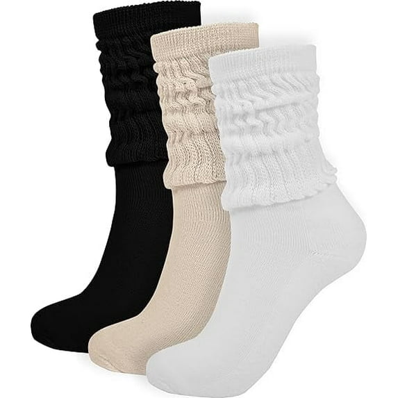 3 Pairs Slouch Socks Women Thigh High Boot Socks Soft Scrunch Socks Size 5-11