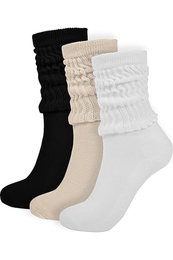 3 Pairs Slouch Socks Women Thigh High Boot Socks Soft Scrunch Socks Size 5-11