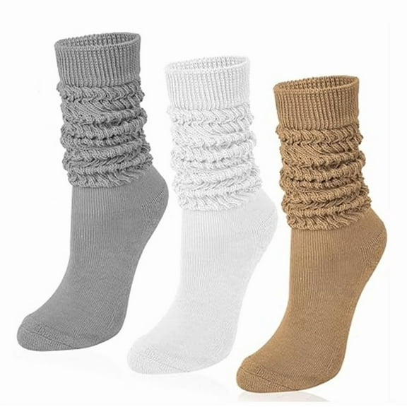 3 Pack Crew Slouch Socks Women - Retro Scrunch Short Sock - Soft Ankle Socks Size 5-11