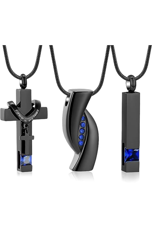 3 Pack Cross Infinity Bar Urn Cremation Jewelry Urn Necklace for Ashes for Women Men Urn Pendants for Human Ashes Memorial Lockets Ash Jewelry