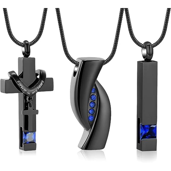 3 Pack Cross Infinity Bar Urn Cremation Jewelry Urn Necklace for Ashes for Women Men Urn Pendants for Human Ashes Memorial Lockets Ash Jewelry