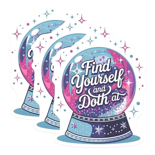 (3 Pack) Crystal Ball Decals - Fortune Teller - Find Yourself and Doth - Laptop Decal- 3 Inches On Longest Side - Easy Peel & Apply - Made in USA - 3MCS5449