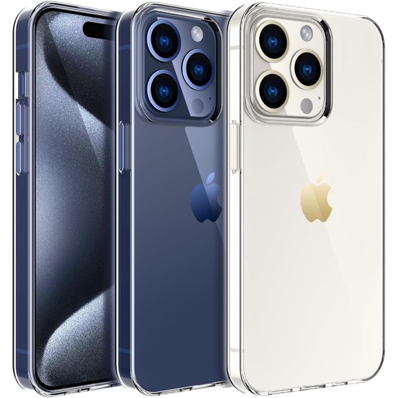 3 Pack Crystal Clear iPhone 15 Pro Case.Soft Slim Fit Transparent Plastic TPU Protective Silicone Cover Phone Cases for iPhone 15 Pro [Slim Thin & Comfort Grip] [Shockproof]