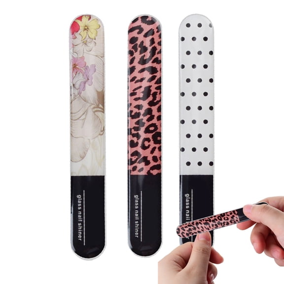 3 Pack Crystal Glass Nail File with Case, Nail Shine Buffers Polisher for Manicure Nail Care Fingernail File