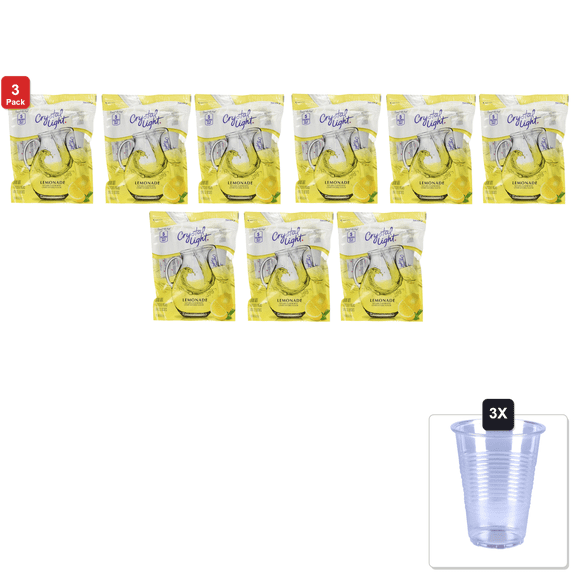 3 Pack | Crystal Light Lemonade Drink Mix - 8.6 Oz - 16 Ct - 3 Pk, Packaging May Vary & 3x 16oz Plastic Cup with Strawless Sip-Lid