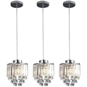 3 Pack Crystal Pendant Light, Modern Mini Chandelier Ceiling Hanging Lighting Fixture with Adjustable Cord for Kitchen Island Living Room Dining Room Clear