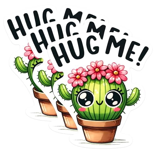 (3 Pack) Cute Cactus Decals - Hug Me Sticker - Laptop Decal - 3 Inches ...