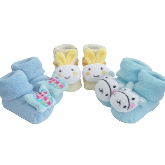 3 Pack Cute Infant Baby 3D Socks Slippers, Non Slip Design, 0 - 6 Months