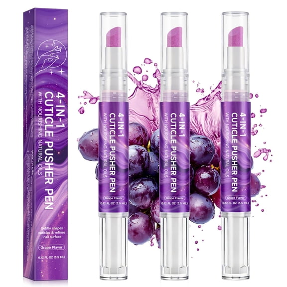 3 Pack Cuticle Pusher Pen with Natural Oils, Nail Care Buffer Pen, Moisturize & Strengthen Nails