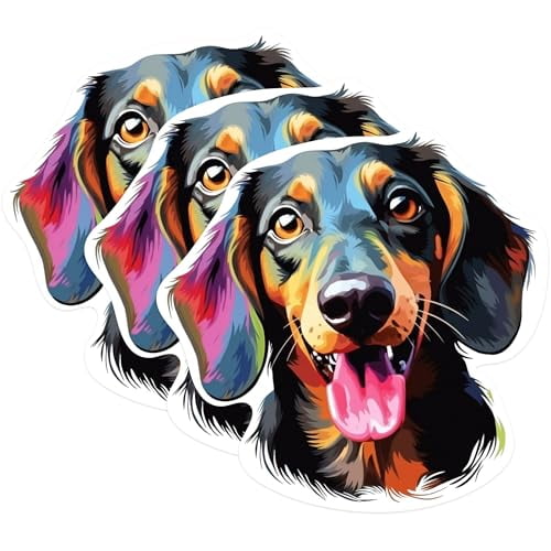 (3 Pack) Dachshund Decals - Weiner Dog - Laptop Decal - Dog Stickers - 3 Inches On Longest Side - Easy Peel & Apply - Made in USA - 3MCS0718