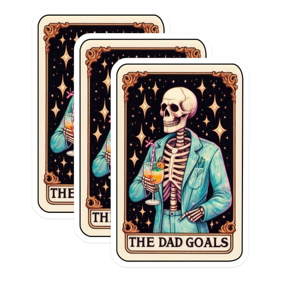 (3 Pack) Dad Goals Decals - Skeleton Drink - Funny Dad Joke Decals - 3 Inches On Longest Side - Easy Peel & Apply - Made in USA - 3MCS4146