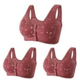 thumbnail image 1 of 3 Pack Daisy Bras for Older Women, 2024 Comfortable Convenient Front Close Button Cotton Bras for Older Women No Wire, Buckle Bra, 1 of 8