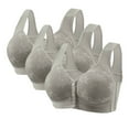 thumbnail image 1 of 3 Pack Daisy Bras for Older Women No Underwire Front Closure Snap Bras Comfort Push Up Full Coverage Bra for Seniors, 1 of 4