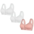 thumbnail image 1 of 3 Pack Daisy Bras for Women Front Closure No Underwire Wireless Bras Push Up Plus Size Bra Comfortable Breathable Bras, 1 of 2