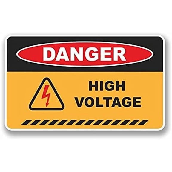 3 Pack - Danger High Voltage Vinyl SELF ADHESIVE STICKER Decal - Sticker Graphic - Construction Toolbox, Hardhat, Lunchbox, Helmet, Mechanic, Luggage