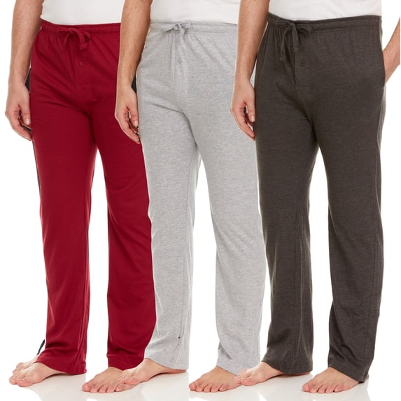 DARESAY Mens Pajama Pants 3 Pack – Soft Knit Sleep & Lounge Pants with Pockets, Elastic Waist & Drawstring, Mens Lounge Sleepwear, Up to 3XL