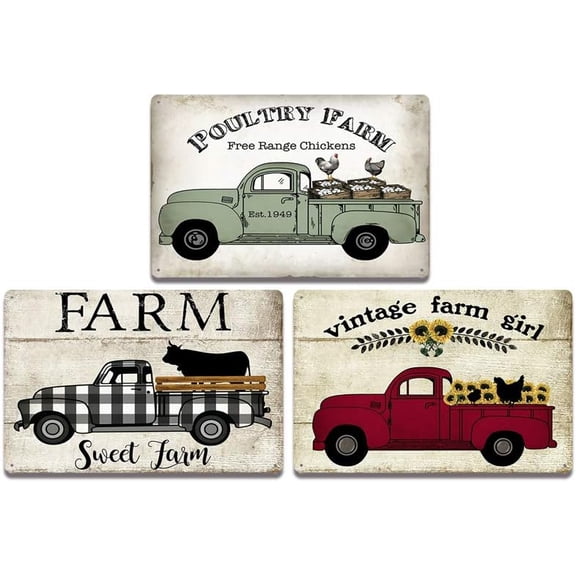 3 Pack Decor Signs - 8"x12" Inch for Home Garage Etc Country Home Nostalgia Classic Decor Poster(Inspirational Metal Tin Signs)