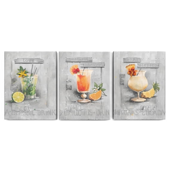 3 Pack Decorative Wall Art,Orange Pineapple Lemon Fruits Basket Wall Pictures,Art Work with Wood Frame,Colorful Art Print for Room Decor Wall Decor House Decor (12x16inch)