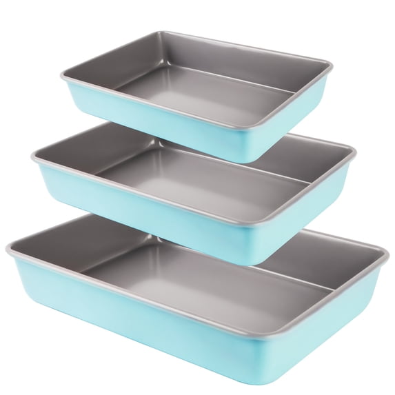 3 Pack Deep Baking Pans | Nonstick Aluminum Rectangle Baking Sheets, 8 ...