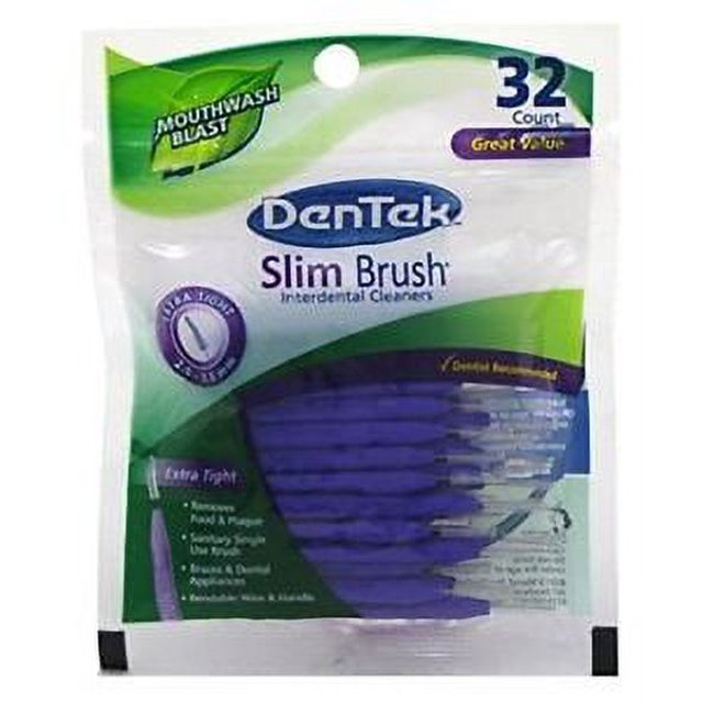 3 Pack DenTek Slim Brush Interdental Cleaners Extra Tight Mouthwash