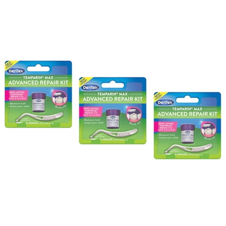 3 Pack - Dentek Temparin Max Lost Tooth Filling & Loose Cap Repair 1 Each