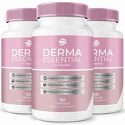 3 Pack Derma Essential Capsules   Daily Skin Formula with a Clean, Natural Blend | Supports Hydration, Texture & Radiant Glow from Within 180 Capsules