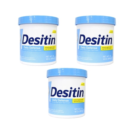 3 Pack - Desitin Diaper Rash Cream Rapid Relief, 16-Ounce Jar Each