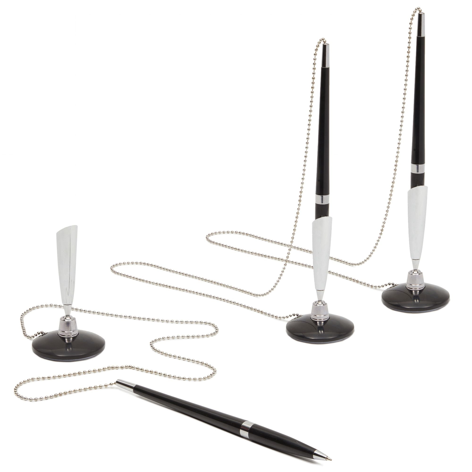 3 Pack Desk Pen with Chain Adhesive Security Pen Holder 26" Long
