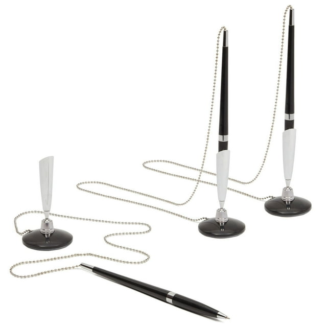3 Pack Desk Pen with Chain Adhesive Security Pen Holder 26" Long