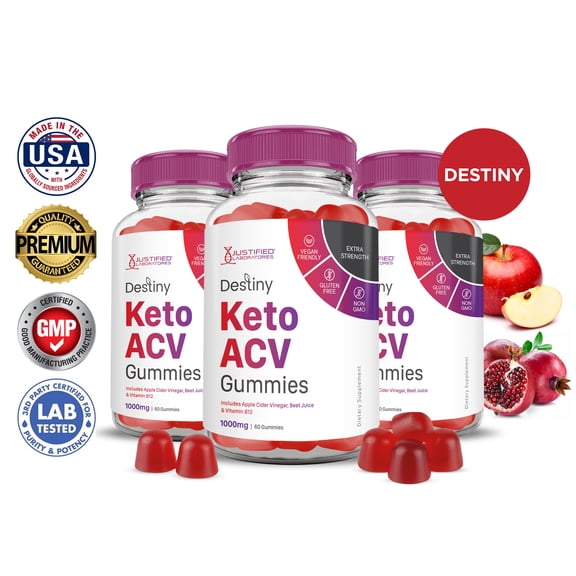 (3 Pack) Destiny Keto ACV Gummies 1000MG Dietary Supplement 180 Gummys