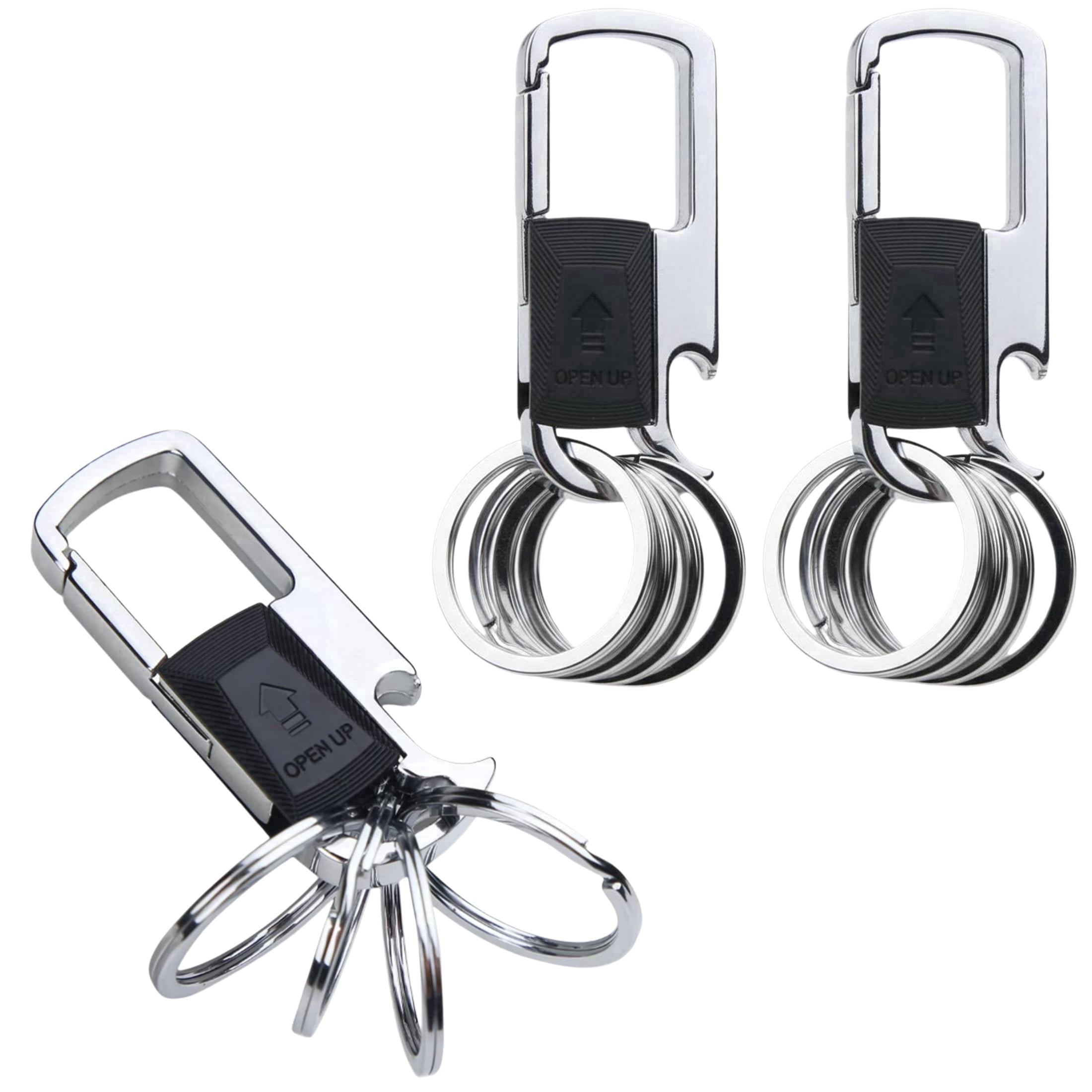 3 Pack Keychain with 4 Detachable Key Rings, Bottle Opener Key chain for Car Keys, Perfect Gift for Men