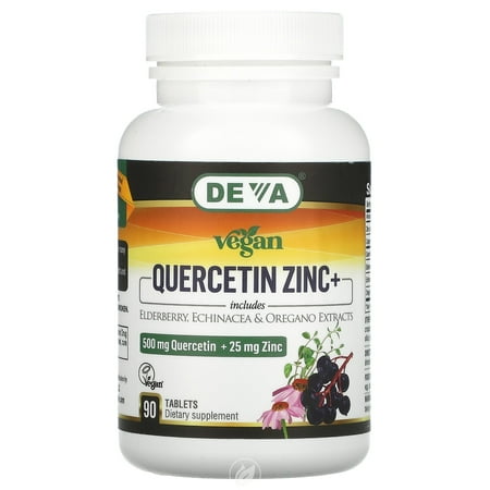 (3 Pack) Deva Vegan Vitamins Quercetin,500Mg Zinc&Eldr 90 Tab