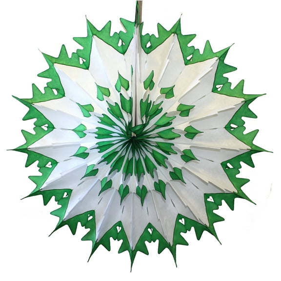 3-Pack Devra Party 19 Inch Tissue Paper Snowflake Decoration, Green Tip