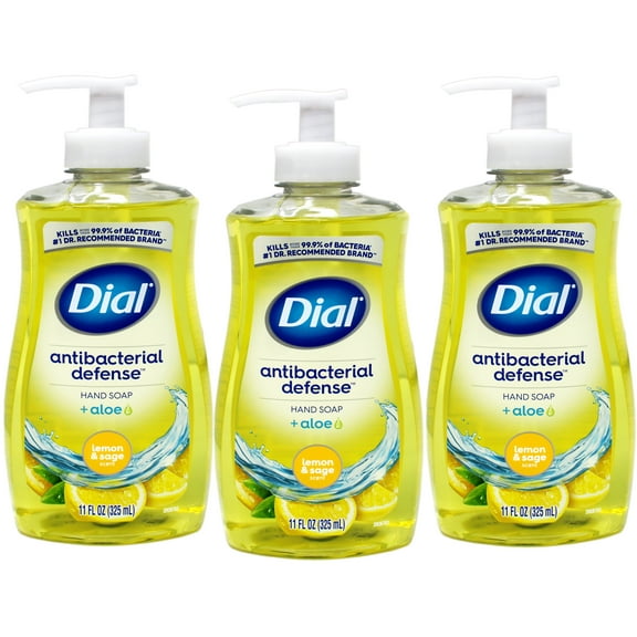 3 Pack - Dial Liquid Hand Soap Antibacterial Defense with Aloe, Lemon Sage, 11 FL OZ