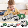 thumbnail image 1 of 3 Pack Diecast Transport Vehicles Set - Garbage Truck, Tanker, Delivery Truck 1:50 Scale Pull Back Metal Model Car Toys for Boys, 1 of 3
