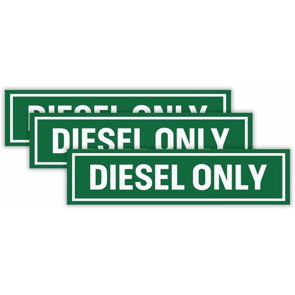 3-Pack Diesel Only Vinyl Sticker Decal, Green Fuel Type Label for Car, Truck, Fleet Vehicle, Gas Cap, Fuel Door, Toolbox (6" x 1.5")